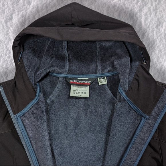 Black Diamond Softshell Jacket Double Diamond Hood Lined Fleece Plush sz S - Picture 8 of 11